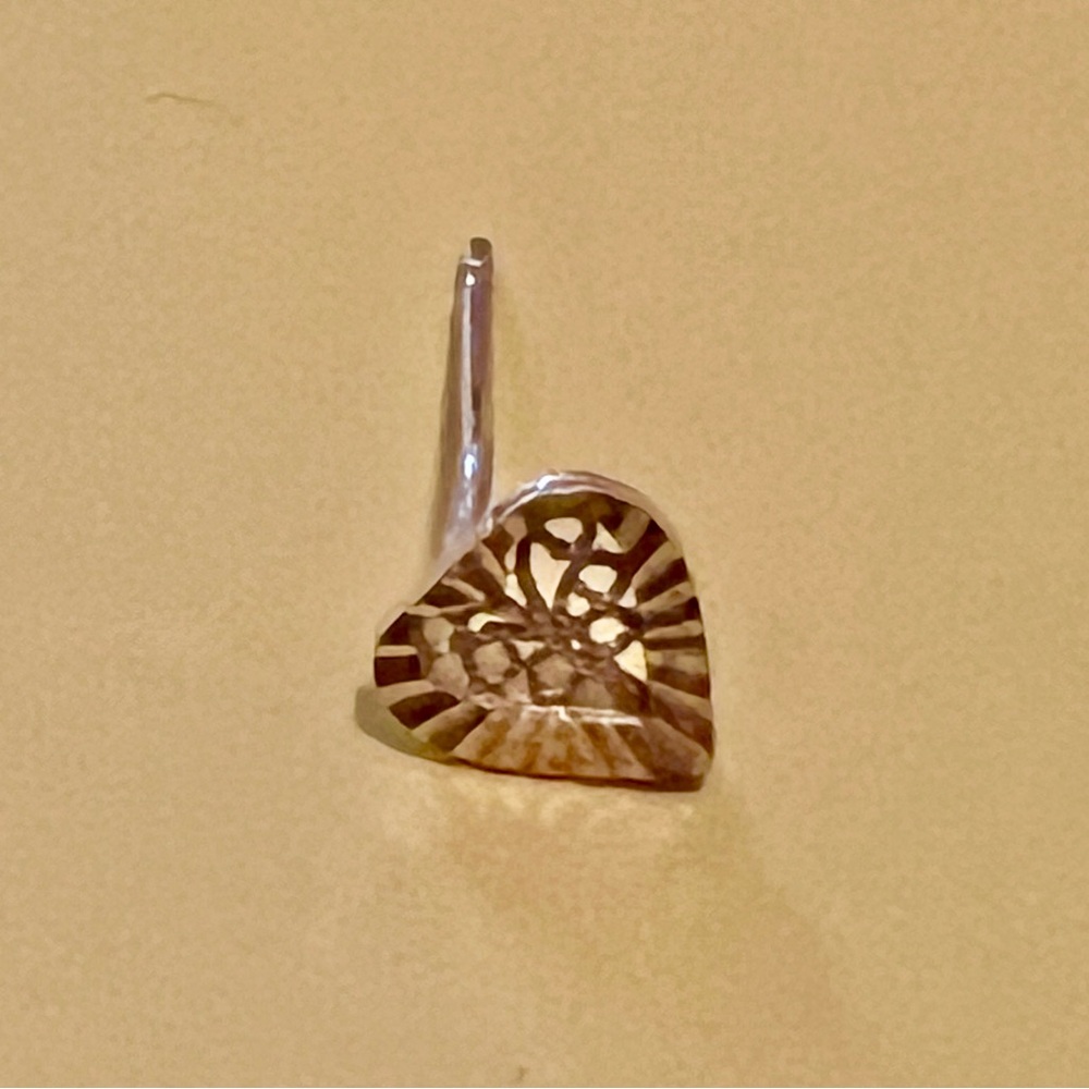 14k Solid Yellow Gold Heart Single Stud Earring O… - image 3